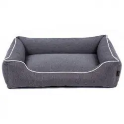 Cama Para Perro Sofá Mallorca Comfort Color Gris Oscuro Con Ribete Blanco 65x50 Cm