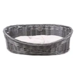 Cuna con forma de cesta con cojín para perros color Gris