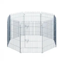 Parque Para Cachorros 8 Vallas De Acero 63x91 Cm - Pawhut. Plata