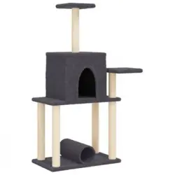 Rascador Para Gatos Con Postes De Sisal Gris Oscuro 122 Cm Vidaxl