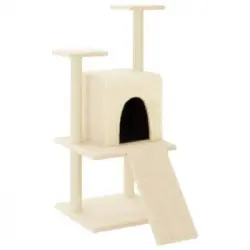 Rascador Para Gatos Con Postes De Sisal Color Crema 110 Cm Vidaxl