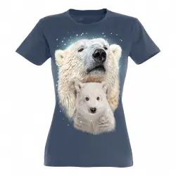 Camiseta Mujer Oso Polar con bebé color Azul