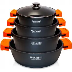 Wecook Wcok-chef4b Batería Cocina Inducción 8 Piezas, Aluminio Fundido Sin Pfoa, Set Cazuelas + Tapa