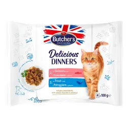 Butcher's Delicious Dinners para gatos 32 x 100 g - Mix: salmón, trucha