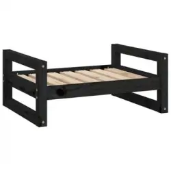 Cama Para Perros Madera Maciza De Pino Negro 65,5x50,5x28 Cm Vidaxl