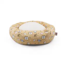 Leeby Cama Donut Antideslizante Estampado Comic Amarillo para gatos