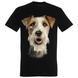 Camiseta Jack Russell pelo largo para hombre color Negro