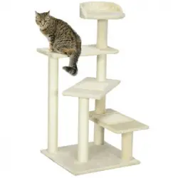 Árbol Para Gato Rascador De Aglomerado Felpa 50x50x100cm-pawhut.beige