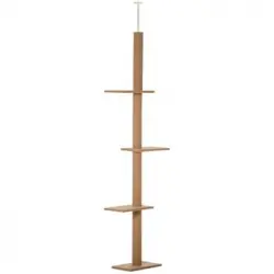 Árbol Para Gatos Pawhut Madera Felpa Sisal 43x27x228-260 Cm Marrón