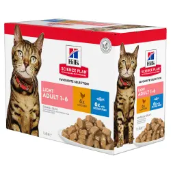 Hill's Adult Light Multipack 12 x 85 g para gatos - Selección de pollo y pescado azul