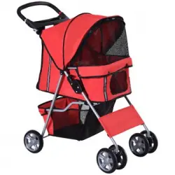 Cochecito Para Mascotas De Tela Oxford Acero 75x45x97 Cm-pawhut.rojo