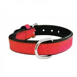 Collar Gloria Pets De Piel Acolchado Color Coral Para Perros 35cm x 15mm