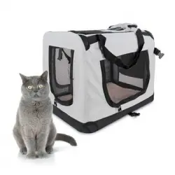 Transportín Para Mascotas | Talla M | Soporta 10 Kg | 57x38x44 Cm |plegable | Gris | Balú | Mobiclinic