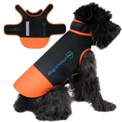 CHALECO DE PROTECCIÓN ANTI MORDIDA PARA PERROS NARANJA TALLA M