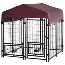 Parque Para Perros De Acero Tela Oxford 120x120x138 Cm-pawhut.negro