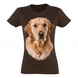 Camiseta Mujer Golden Retriever color Marrón