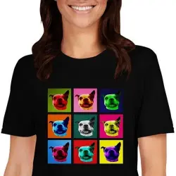 Mascochula camiseta mujer warhol personalizada con tu macota negro