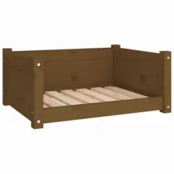 Cama Para Perros Madera Maciza Pino Marrón Miel 65,5x50,5x28 Cm Vidaxl