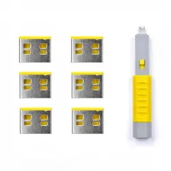 Smart Keeper Pack 6 Bloqueos para Puertos USB + Llave de Seguridad Amarillo