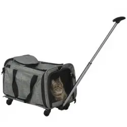 Transportadora Mascotas Pawhut Tela Oxford Aluminio 50x31x37 Cm Gris