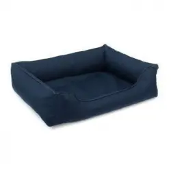 Cama Ortopédica Para Perros Valencia 80 X 60 Cm Color Azul Marino Con Borde Negro