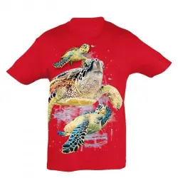 Camiseta Niño Tortugas amigas color Rojo