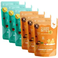 FlooppBITES soft snacks naturales sabor carrot cake y go veggie para perros