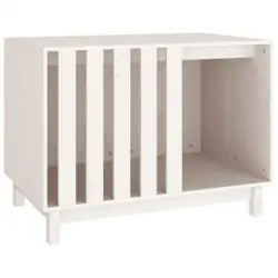 Caseta Para Perros Madera Maciza De Pino Blanco 90x60x67 Cm Vidaxl