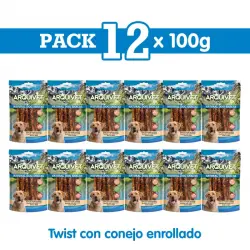 Twist con conejo enrollado - 100gr Snack para perros, Unidades 12 unidades