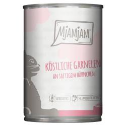 MjAMjAM comida húmeda para gatos 6 x 400 g - deliciosas gambas con jugoso pollo