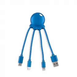 Xoopar Octopus Adaptador USB Multi Conector con Orificio para Llavero Azul Metalizado