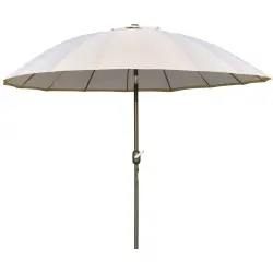 Outsunny Sombrilla de Jardín Ø250x240 cm con Manivela Parasol Exterior con Mecanismo de Inclinación y Poste Desmontable de Metal para Terraza Piscina Patio Crema