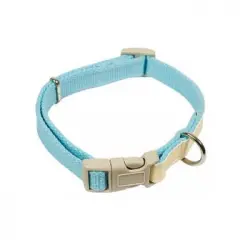 Collar Mac Leather Cotton Celeste 10mm X 20-33cm