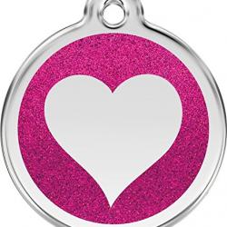 Placa identificativa Corazón Brillante Fucsia M