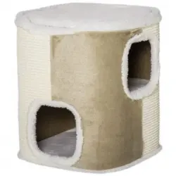 Barril Rascador Gatos De Madera Sisal Felpa 40x40x49 Cm-pawhut.beige