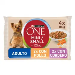 One Adult Mini Small Multipack Pollo y Cordero en Salsa sobre para perros