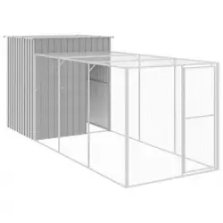 Gallinero Con Corral Acero Galvanizado Gris Claro 165x455x181cm Vidaxl