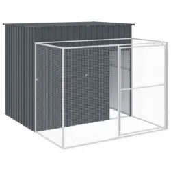 Caseta Perros Con Corral Acero Galvanizado Gris 214x253x181 Cm Vidaxl