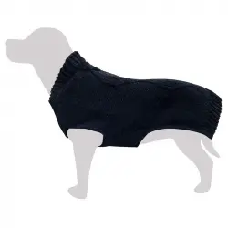 Jersey de punto trenzado negro para perros, Tallas 30 cm