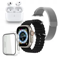 Klack Ultra 9.0 Pro Reloj Smartwatch Negro + Correa Metálica + Carcasa Protectora + Auriculares