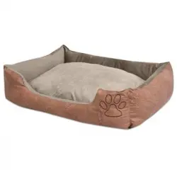 Cama Para Perro Con Cojín Pu Cuero Artificial Talla Xl Beige Vidaxl