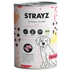 STRAYZ BIO 6 x 400 g - Ternera vacuno ecológica con boniato ecológico, zanahoria ecológica y pera ecológica