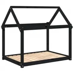 Cama Para Perros Madera Maciza De Pino Negro 111x80x100 Cm Vidaxl