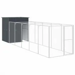 Caseta Perros Con Corral Acero Galvanizado Gris 165x659x181 Cm Vidaxl