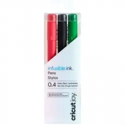 Cricut Joy Pack de 3 Rotuladores Infusible Ink 0.4mm Negro/Verde/Rojo