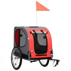 Remolque De Bicicleta Para Perros Rojo Y Negro Vidaxl