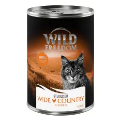 Wild Freedom Adult Sterilised 6 x 400 g - receta sin cereales - Wide Country Sterilised - Pollo puro