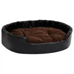 Cama De Perros Felpa Y Cuero Sintético Negro Marrón 90x79x20 Cm Vidaxl