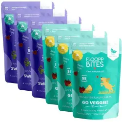 FlooppBITES soft snacks naturales sabor go veggiee y sweet dreams para perros