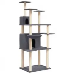 Rascador Para Gatos Con Postes De Sisal Gris Oscuro 166 Cm Vidaxl